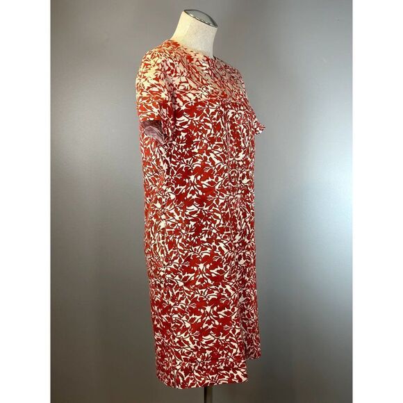 Max Mara Floral Canvas Shift Dress in Red Size 8 - Picture 2 of 5